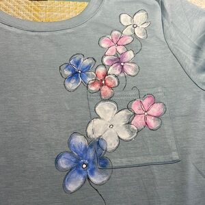 I hand paint t shirt custom floral flowers